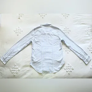 Abercrombie Vintage Y2K Striped Linen Button Up Shirt - White/Blue - S thumbnail 8