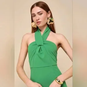 Lulus Mesmerizing Perfection Green Halter Neck Backless Maxi Dress Size S thumbnail 8