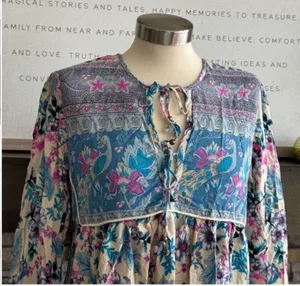 Garden Blue Long Sleeve Bishop Sundress thumbnail 3