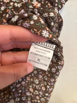Smocked Square-Neck Brown Floral Peplum Sz L Top Casual Hesperus thumbnail 3
