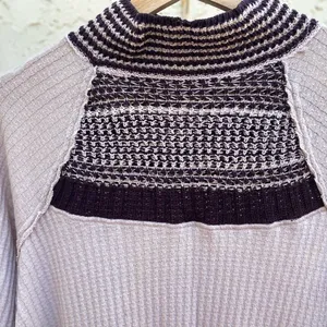 Free People Oversized Crochet Detailing Top Thermal Waffle Knit Mock Neck Size S thumbnail 5