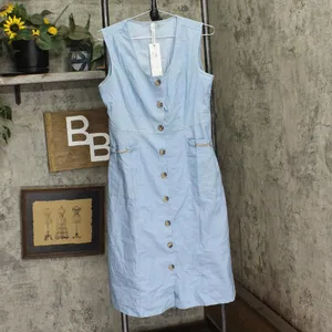 NWT Ny Collection Chambray Dress with Chain Details Light Denim Blue M thumbnail 2