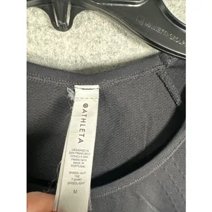 Athleta Medium‎ Top Speedlight Tee Womens Black Stretch Short Sleeve Maternity? thumbnail 3