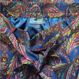 Modcloth Navy Paisley Sash-Tie A-Line Skirt Pockets Size M. thumbnail 3