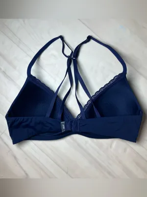 Aerie Navy Lace-Trim Wireless Bralette thumbnail 2