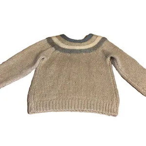 Vintage 1980'S Handmade Knit Mohair Taupe Pullover Sweater (L) thumbnail 7