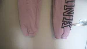 PINK Victoria's Secret outline pink on left leg jogger sweatpants in lilac light purple size medium. thumbnail 7