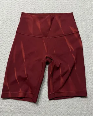 Lululemon wunder High-Rise Biker Short 8 Red Merlot Diamond Dye Nulu Size 4 thumbnail 1
