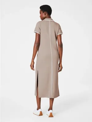 Spanx airpique polo dress new tan short sleeve maxi NWT ashwood tan thumbnail 2