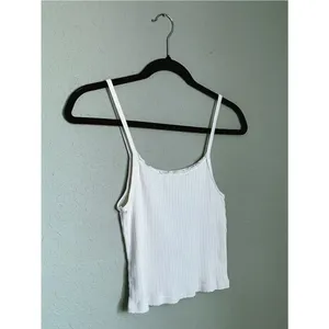 Brandy Melville Pointelle Thin Strap Cropped Tank Ribbed Off White thumbnail 2
