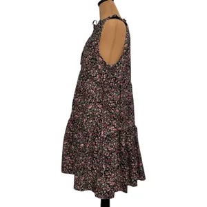 BB Dakota Steve Madden Floral Tiered Short Mini Dress Black Pink BL28140W Medium thumbnail 3