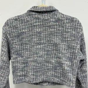 Boutique Storia Tweed Like Cropped Button Jacket‎ Top Dusty Gray Small thumbnail 7