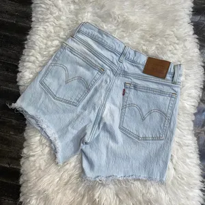 Levi'S Light Blue Wedgie Straight Shorts Distressed Frayed Hem High Waist Y2k thumbnail 2