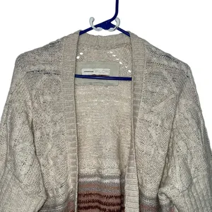 Anthropologie Pilcro Jemma Cable-Knit Open Cardigan Women Size XS/S Beige‎ Wool thumbnail 4