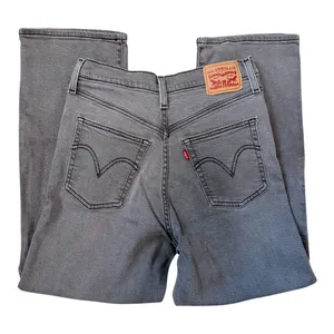 Levi's Ribcage Straight Ankle Jeans Gray Charcoal High Rise W29 L27 Indie thumbnail 3