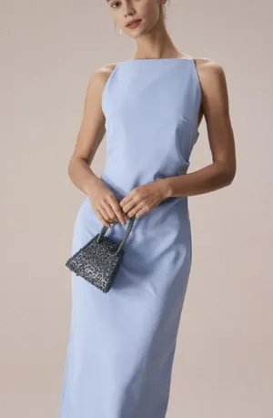 RIHOAS The Blue Boat Neck Bodycon Strap Midi Dress 22 thumbnail 3