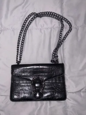 Crocodile Style Crossbody Black Bag thumbnail 1
