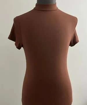 Express Bodysuit Brown mock neck turtleneck shapewear size L thumbnail 1