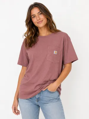 Carhartt Women’s Raisin Heather Pocket T Shirt 103067 V09 Workwear Large thumbnail 1