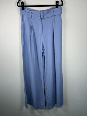 House of Harlow 1960 Wide Leg Pants Periwinkle Blue Belt Linen Resort Coastal 8 thumbnail 2