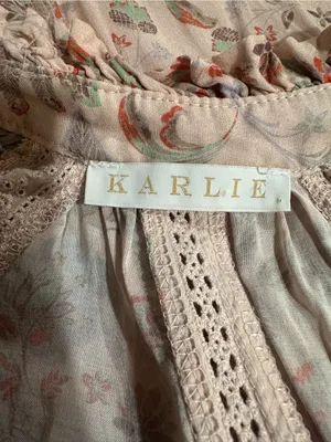 Karlie Light Pink Tiered Floral Mini Dress – Size Large thumbnail 14