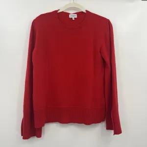 Women's Red Sweater Bianco & Blu Merino Wool Blend Christmas Bright Italy Relax thumbnail 2