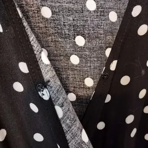 Lulu's Black White Polka Dot Tiered Ruffle 3/4 Sleeve Midi Tie Wrap Dress Small thumbnail 10