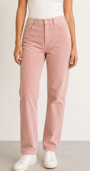 BDG Pink Corduroy Mom High Rise Straight Leg Pants thumbnail 1