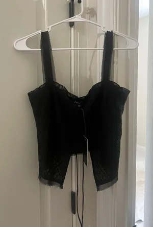 Black Lace Tie Shirt Medium thumbnail 2