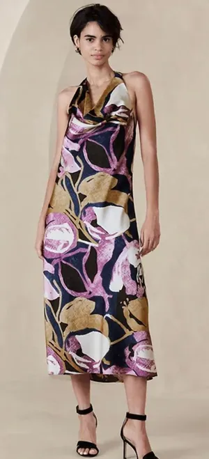 Banana Republic Halter Neck Midi Dress Sz Medium NWT thumbnail 1