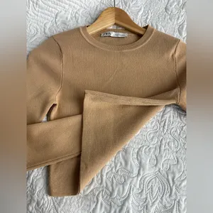 ZARA CAMEL KNIT CROPPED SWEATER M thumbnail 2