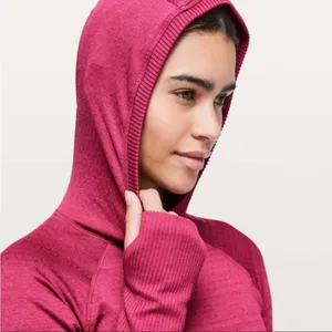 Lululemon rest less seamless hoodie violet red‎ pink thumbnail 3