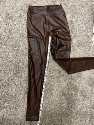 Offline by Aerie Faux Leather Hi Rise Brown Leggings Size Medium thumbnail 10