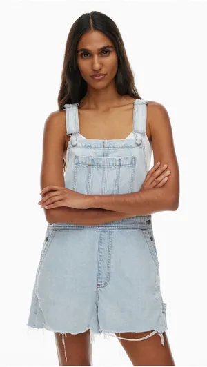 Denim Forum‎ 90s Sylvie Jean short overalls size medium, nwt thumbnail 1