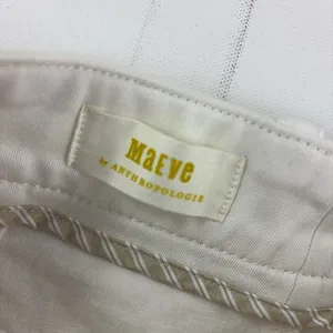 Maeve Anthropologie Pants Womens 2 White Cropped Wide Leg Twill Pleated Stretch thumbnail 5
