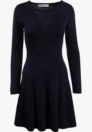 Trina Turk Lucia Long‎ Sleeve Fit and Flare Sweater Dress in Navy Size Small thumbnail 1
