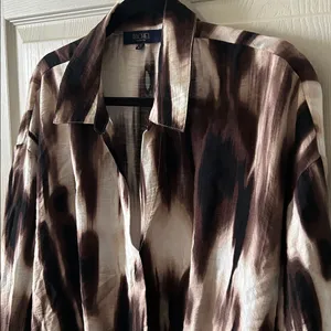 Rachel Roy‎ Womens Long Sleeve Abstract Tie Dye V-Neck Billowy Chic Top Size XL thumbnail 4