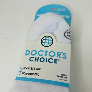 Doctor's Choice 2 Pack Diabetes & Neuropothy Womens Sock White Ankle NWT Sz 6-10 thumbnail 2