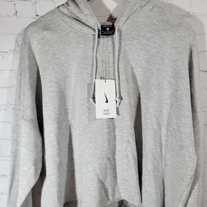 Nike Yoga‎ Women's Dri-Fit Gray Cropped Hoodie Sweatshirt Training XL thumbnail 5