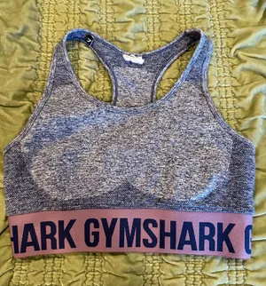Gymshark Small Sports Bra Grey Pink Logo Racerback Seamless Athletic thumbnail 1
