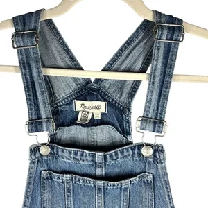 Madewell‎ Straight-Leg Jean Overalls XXS Hickory Wash Faded Denim Cropped Length thumbnail 5