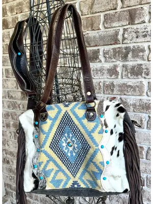 Myra Bag Crashing Waves Crossbody Tote Saddle Blanket Purse Leather Fringe NWOT thumbnail 4