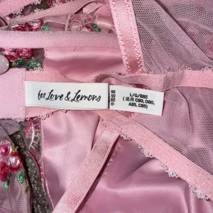 For Love & Lemons Bodysuit Womens Large Pink Excellent Floral Embroidered Lace thumbnail 4