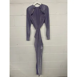 Bronx & Banco Sz M Purple Amara Lilac Cut Out Metallic Long Sleeve Maxi Dress thumbnail 8