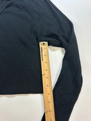 Wild Fable Black Waffle Knit Cutout Long Sleeve Crop Top Size XS thumbnail 4