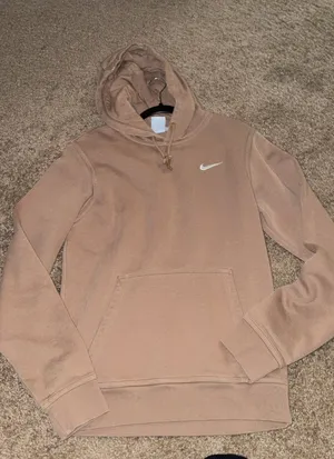 Nike Brown Tan Embroidered Swoosh Pullover Hoodie Size Small thumbnail 1