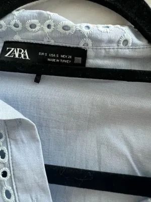 Zara Light Blue Eyelet-Trim Casual Shirt Dress thumbnail 3