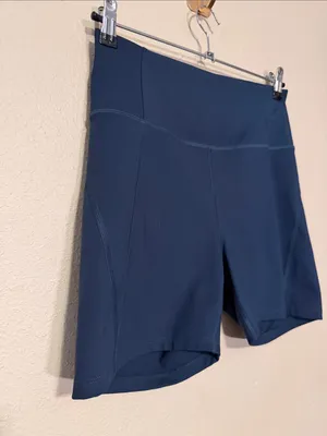 Girlfriend Collective Pocket High-Waist Bike Shorts Blue Green Size Large thumbnail 2