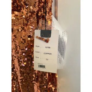 Mac Duggal 10788‎ One Sleeve High Slit Sequined Dress - Size 10 - Copper - NWT thumbnail 11