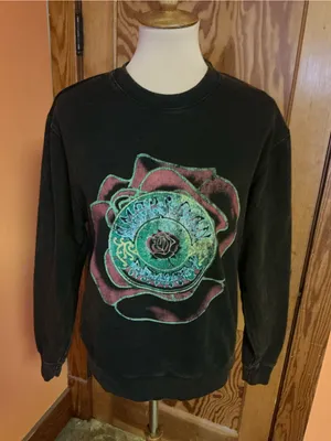 Grateful Dead 50th Anniversary Sweatshirt Rose Steal Your Face Black Small thumbnail 4